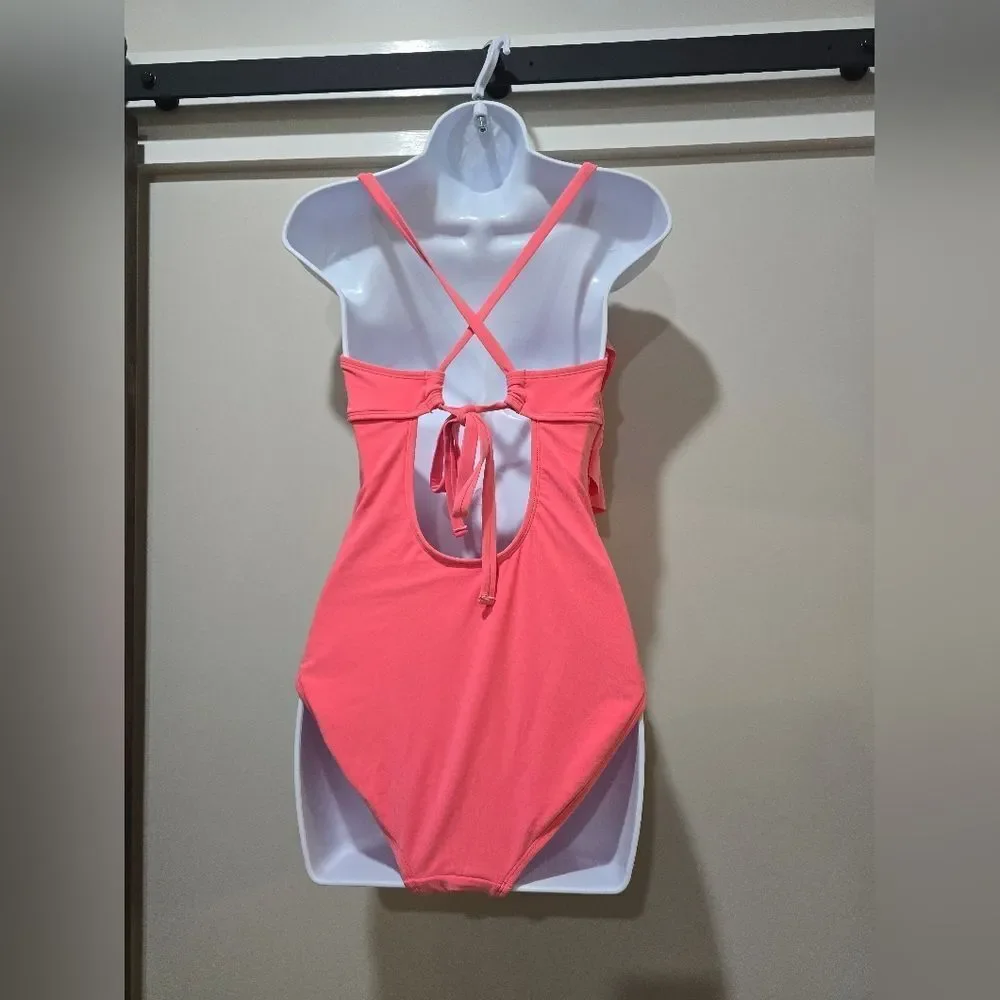 Beyond Control Tiered Ruffle One-Piece Swimsuit NWOT Size 8 Pink